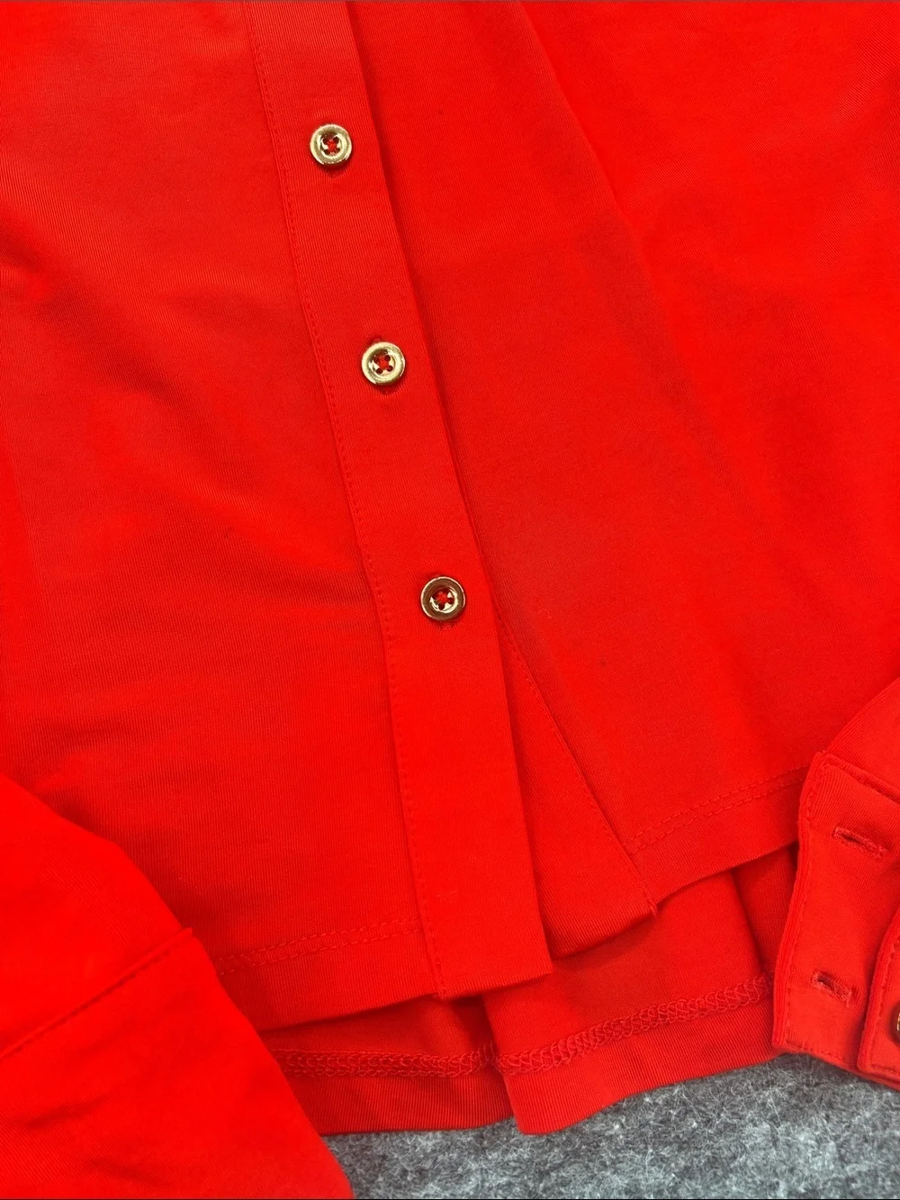 Bebe Red Button Front Peplum Blouse XS Stretch Collared Top